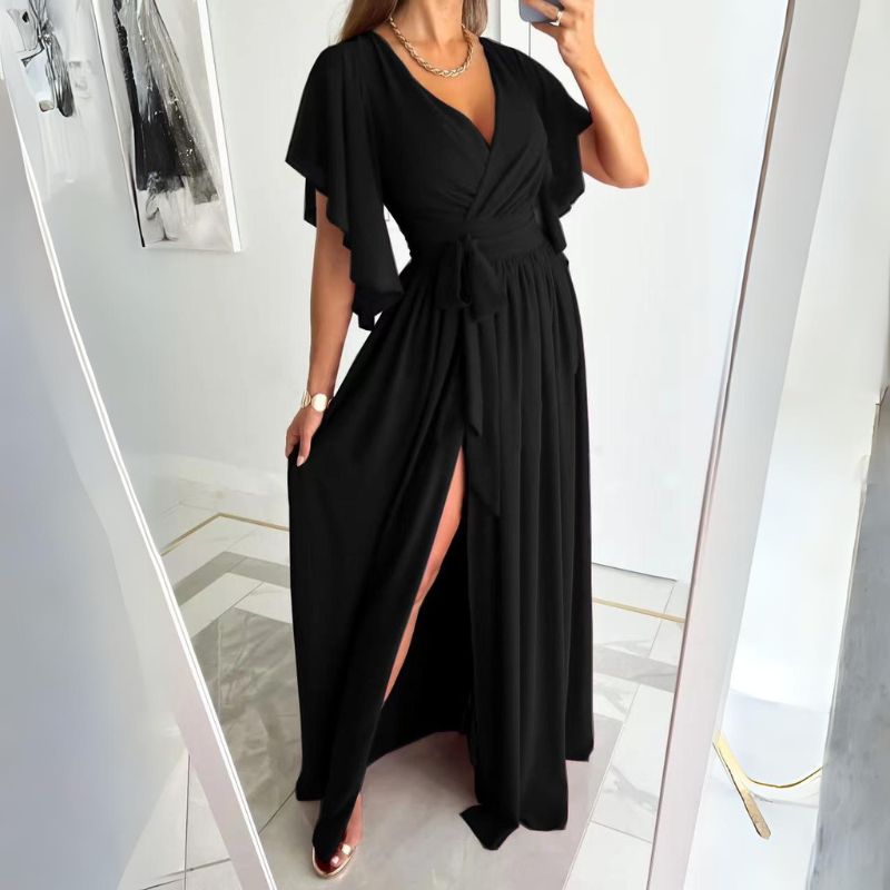 V-Hals Zomerjurk met Bell Mouwen – Sofia