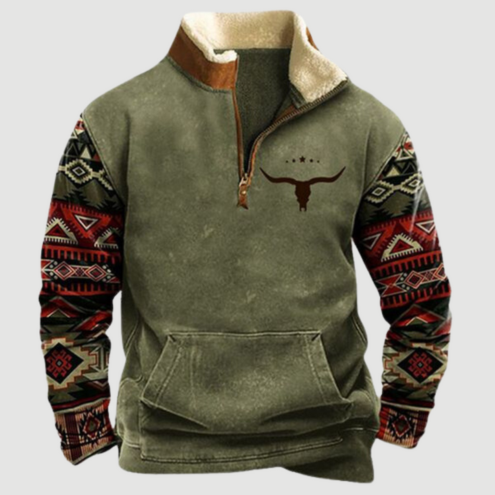 Vintage Fleece-Winterpullover mit Reißverschluss für Herren - Felix