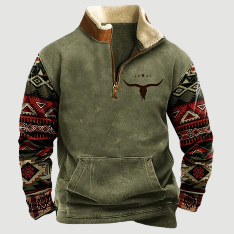 Vintage Fleece-Winterpullover mit Reißverschluss für Herren - Felix