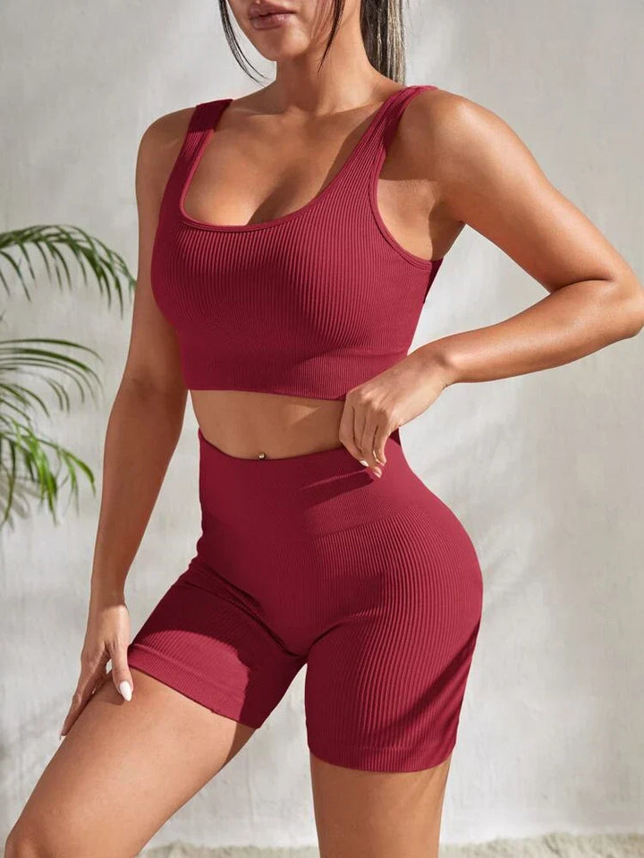 Tweedelige Dames Fitnessset met Shorts en Top - Sienna