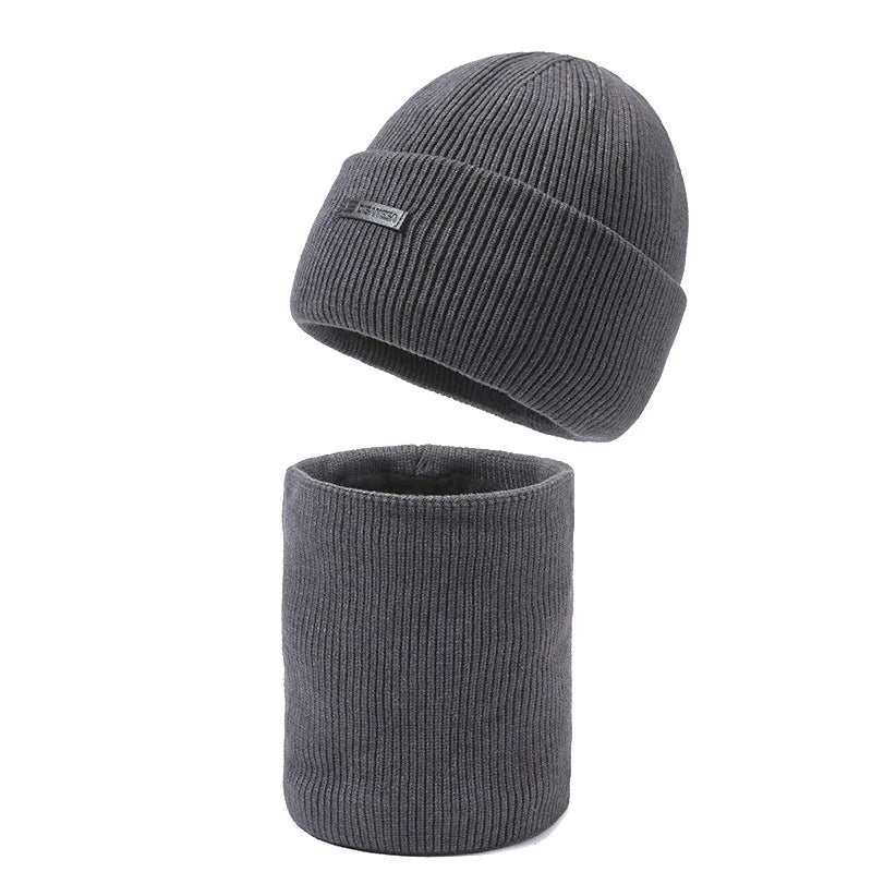 Wool Beanie Set | Cozy Knitted Men's Hat and Scarf