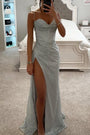 Abendkleid mit Glitzer und hohem Schlitz für Damen – Lorena