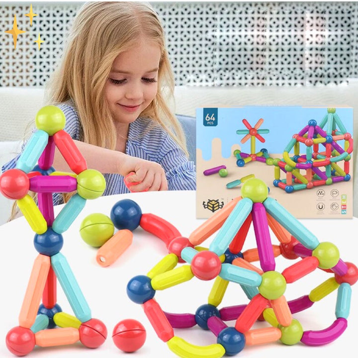 64 Stuks Magnetische Bouwblokken - Creatix