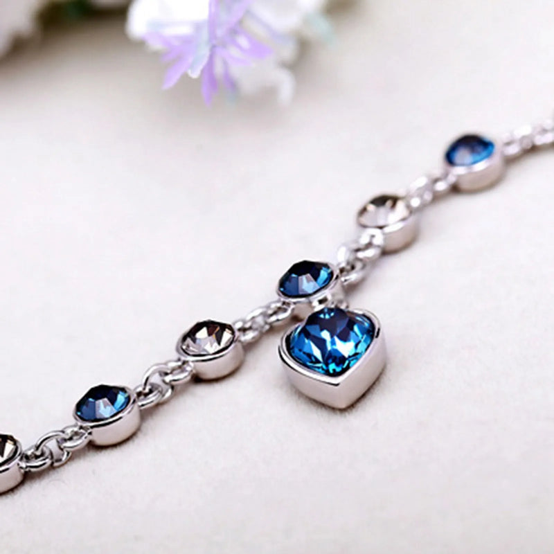 Ozeanherz Kristallarmband | Mit wunderschönem blauem Herzanhänger