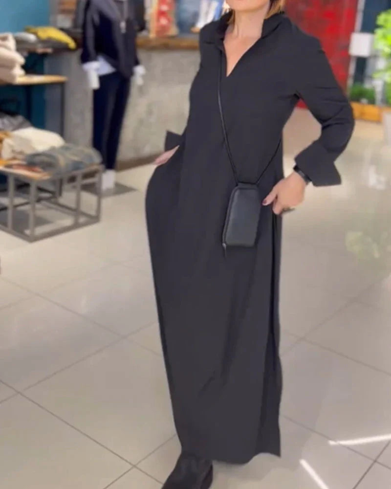 Long Loose Dress with Side Slit - Noémie