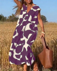 V-Ausschnitt Maxikleid mit Print - Bella