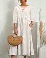 Midi-Kleid mit Rundhalsausschnitt & Laternenärmeln – Selina