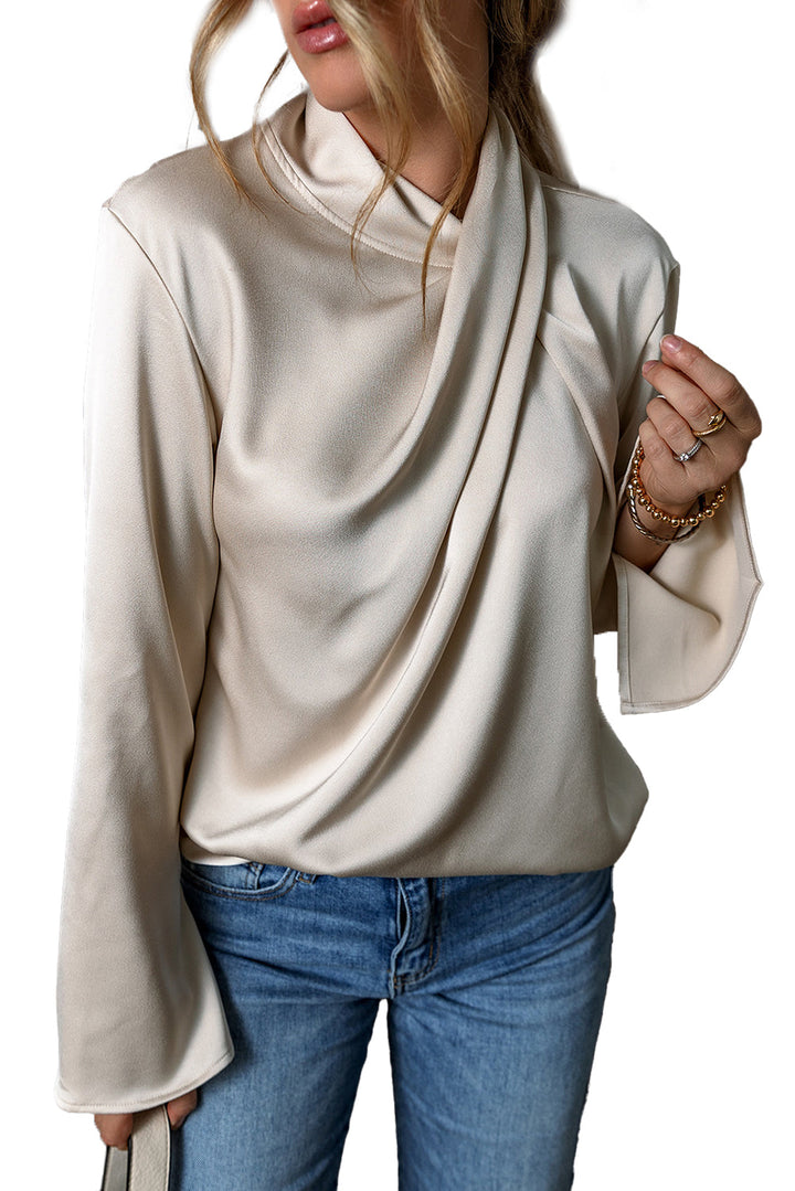 Satin Damenbluse mit Wickeloptik - Livia