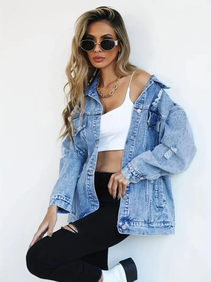 Waterdichte & Gevoerde Oversized Dames Jeansjack – Talia