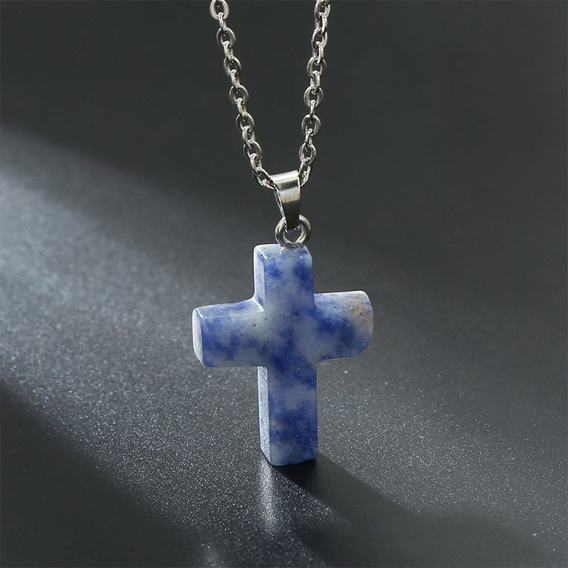 Halskette mit Kreuz aus Natürlichen Edelsteinen - Seraphina