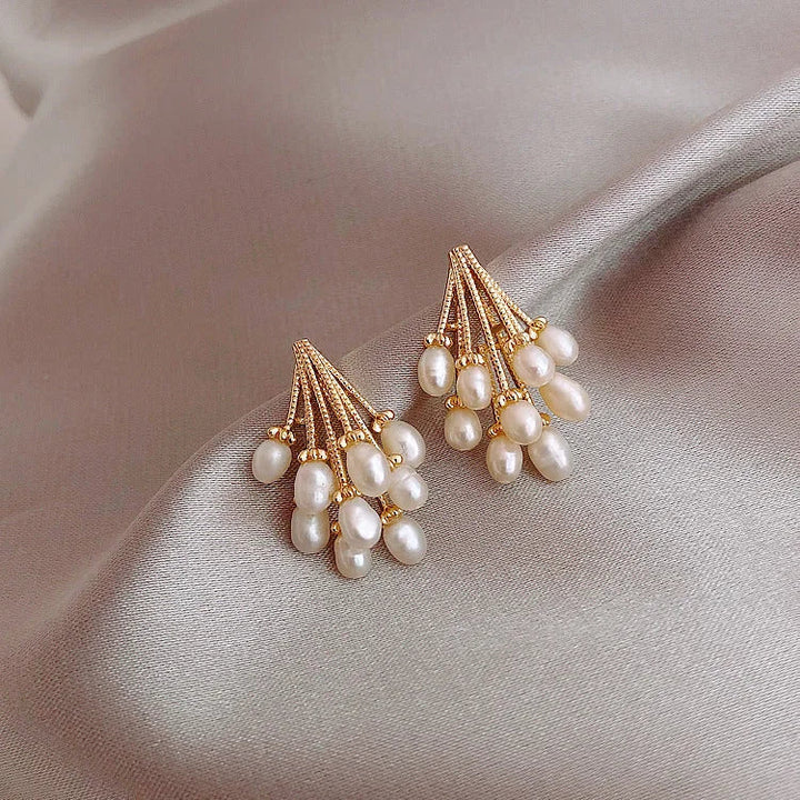 18K Gold-Plated Silver Pearl Tassel Earrings - Noelle