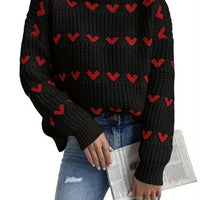 Gestrickter Damenpullover mit Herzmuster und hohem Kragen – Nola