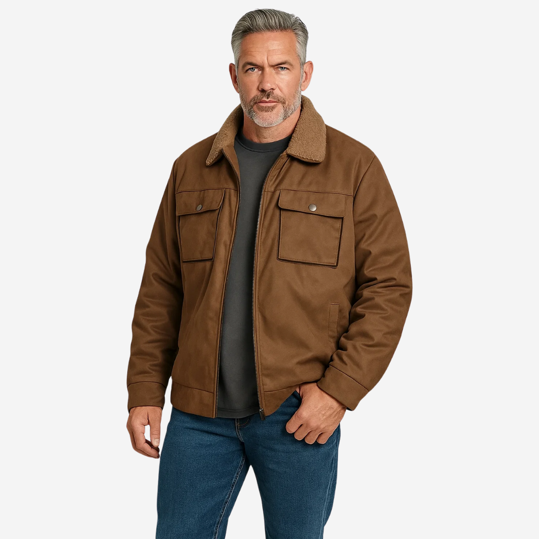 Herren-Outdoorjacke gefüttert mit Teddyfleece & Reverskragen – Corvin