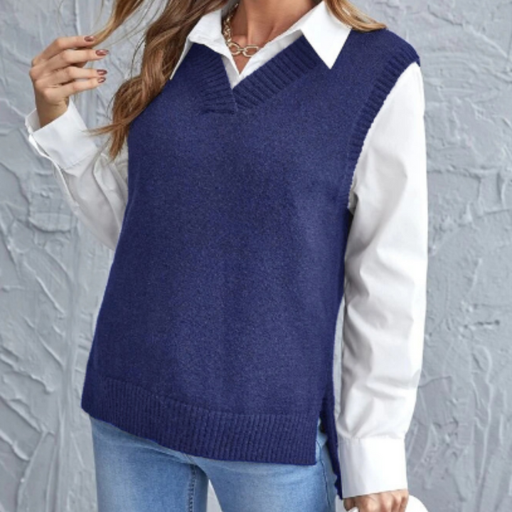 Weiche Gestrickte Spencer mit V-Ausschnitt - Faye