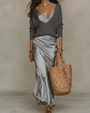 Satin Midi Dress with Cozy Sweater Combo 4