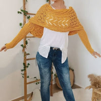 Double Sleeve Wrap Scarf - Cozy Knit Shawl with Built-In Sleeves 22