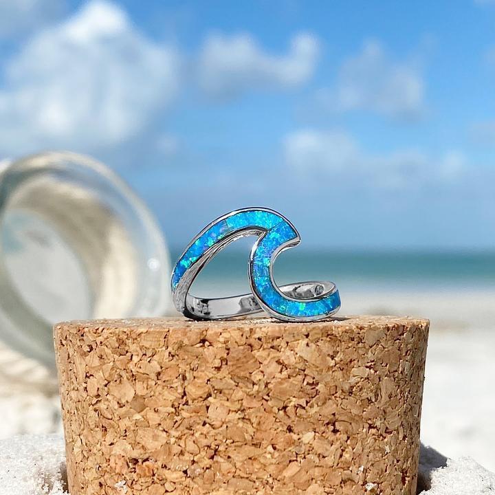 Ozeanwellen Ring aus Opal und Silber - Livia
