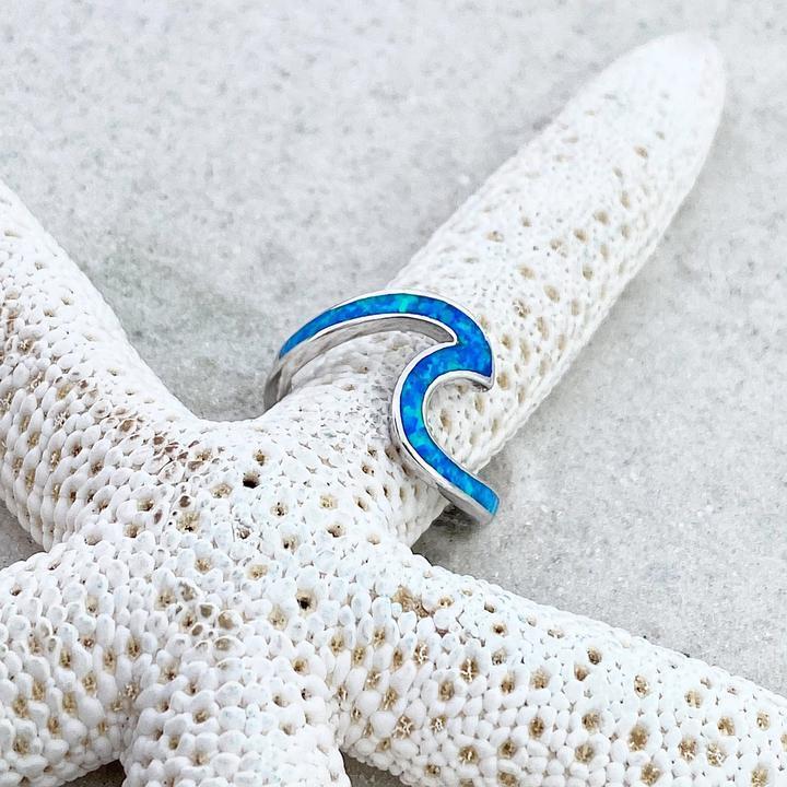 Ozeanwellen Ring aus Opal und Silber - Livia