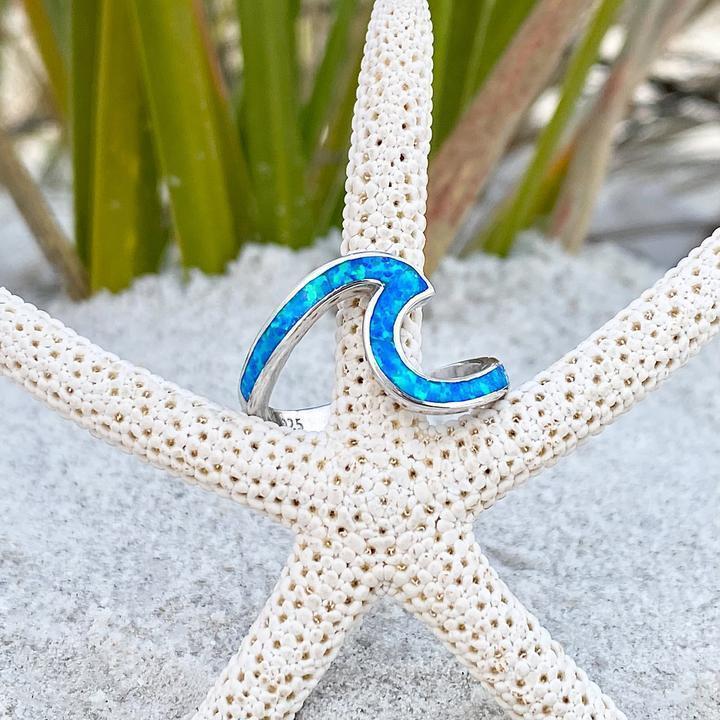 Ozeanwellen Ring aus Opal und Silber - Livia