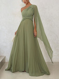 Trendiges One-Shoulder-Maxikleid mit Plisseefalten – Mirella