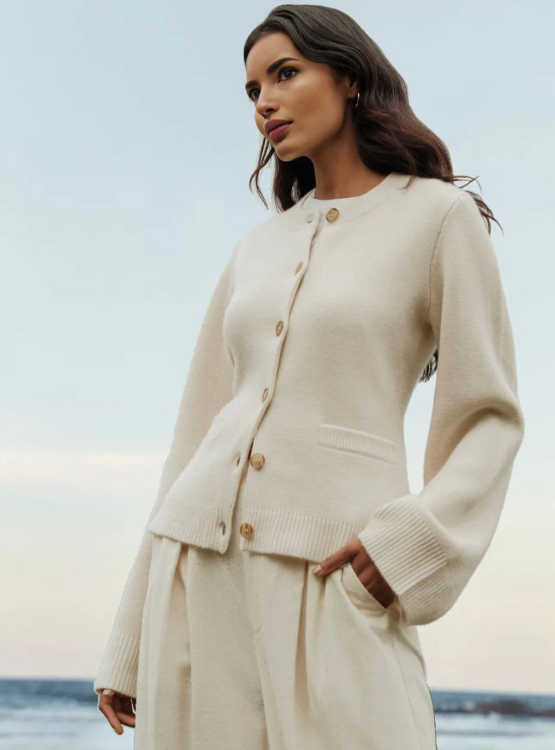 Lässige Weiche Damenstrickjacke mit Knöpfen - Noa