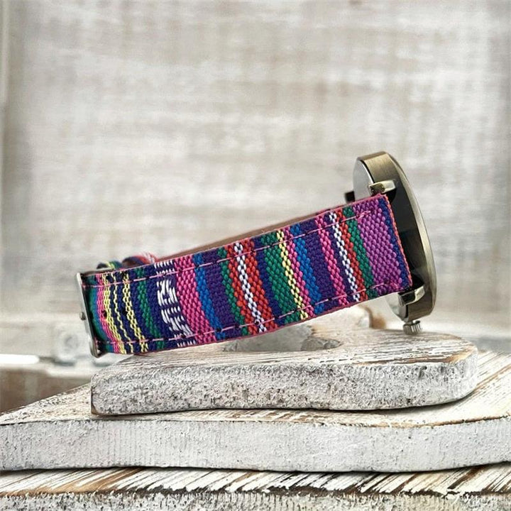 Multi-colored rainbow pattern watch with braided strap – Elyvra 