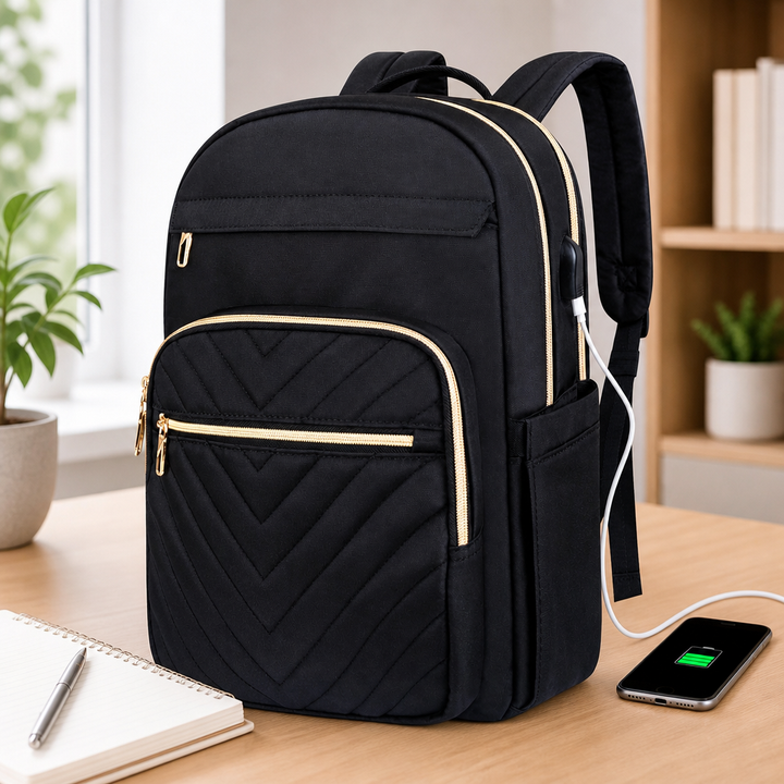 Stijlvolle Tech Rugzak voor Dames – USB & 15.6" – Carriro