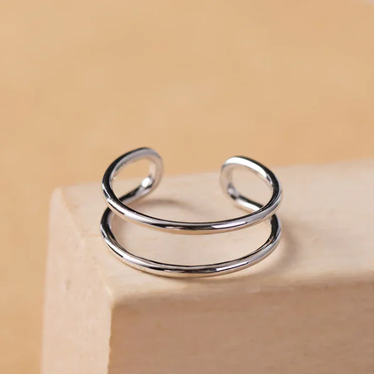 Adjustable Double Lines Ring - Lina