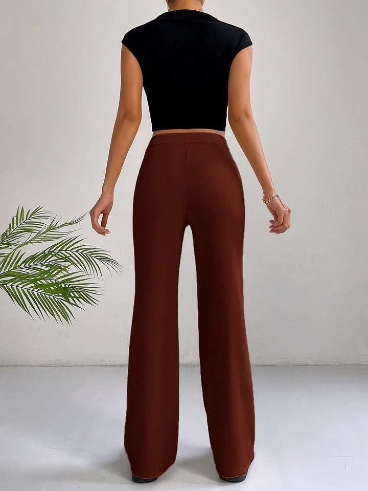 Trendige Damenhose mit hoher Taille und Plissee - Emilia