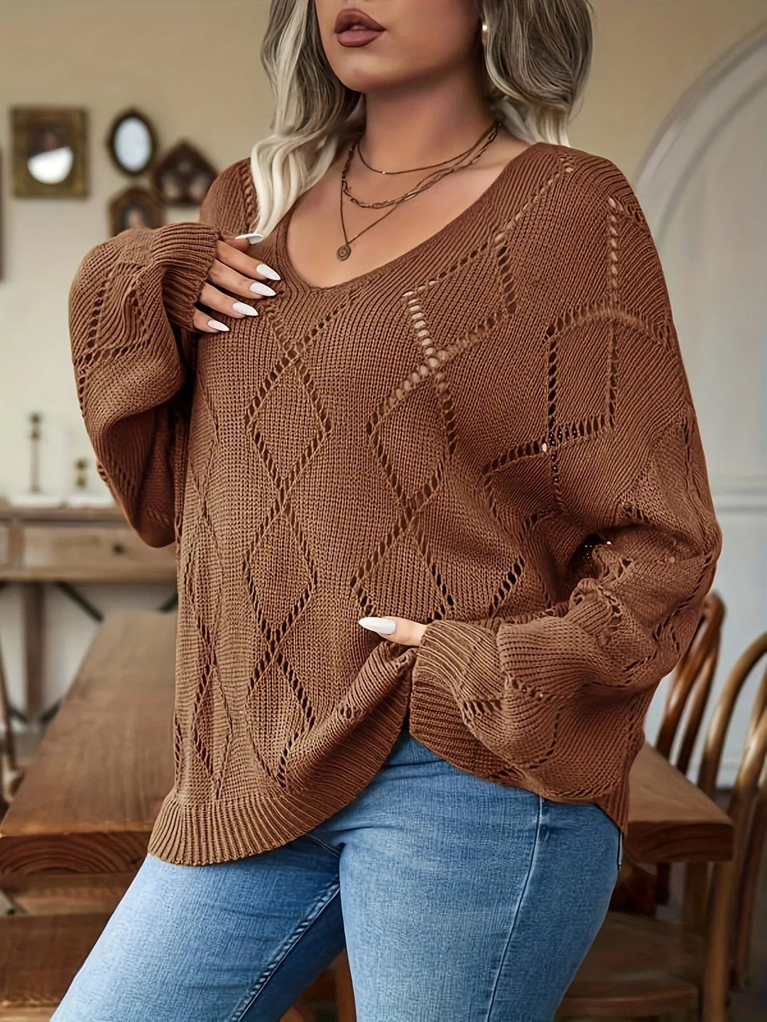Oversized Women's Knitted Sweater in Plus Size – Marietta