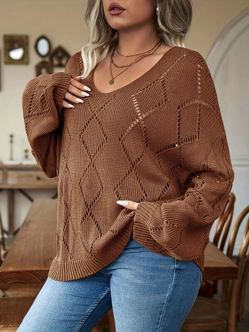 Oversized Women's Knitted Sweater in Plus Size – Marietta