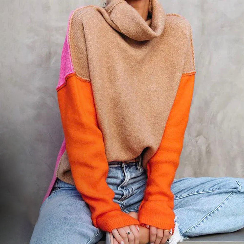 Beeindruckender Color-Block Strickpullover - AutumnVibe