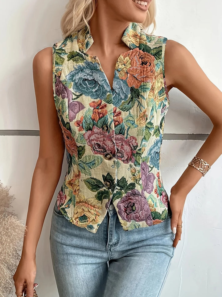 Blumenweste mit Knöpfen | Bequemer Strick