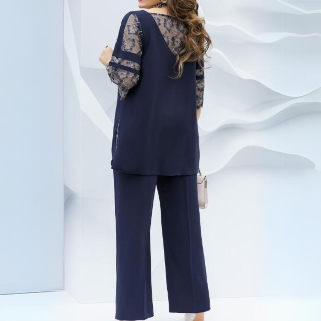 Tweedelige Donkerblauwe Damesset – Isaline