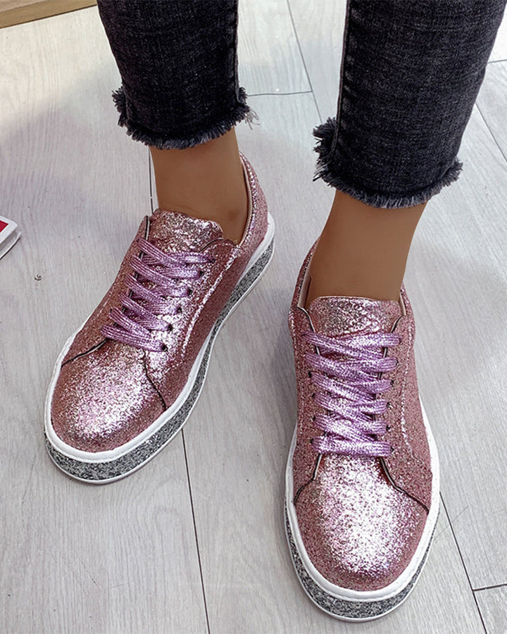 Stilvolle Plateau-Glitzer-Damensneaker - Sienna