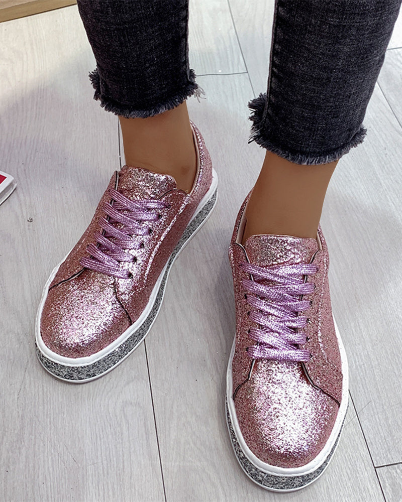 Stilvolle Plateau-Glitzer-Damensneaker - Sienna