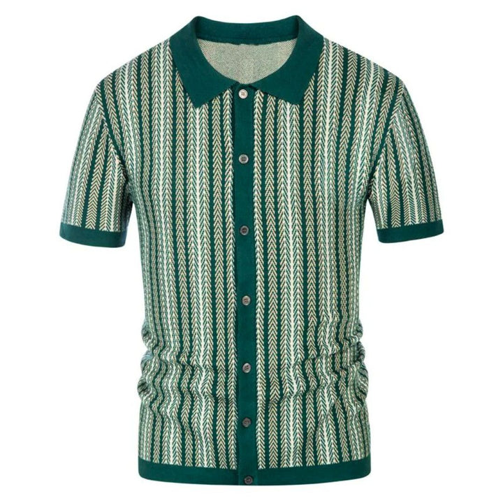 Ademende heren Chevron poloshirt met knoopsluiting - Julian