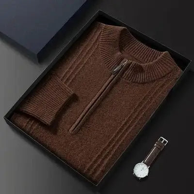 Warmer legerer Herrenpullover mit halbem Reißverschluss - Logan