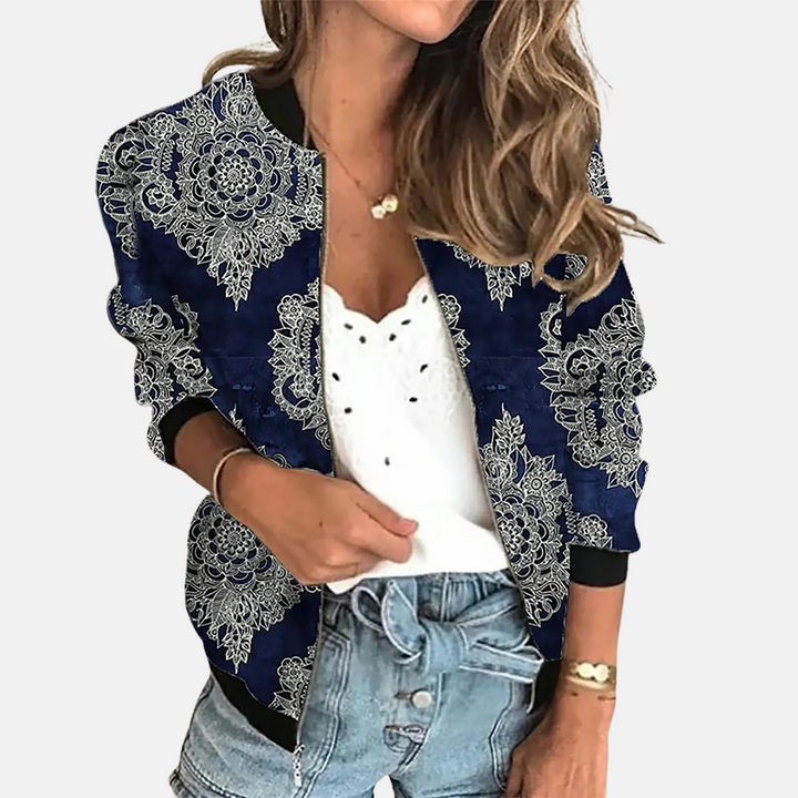 Damen Retro Bomberjacke mit Print - Zoë