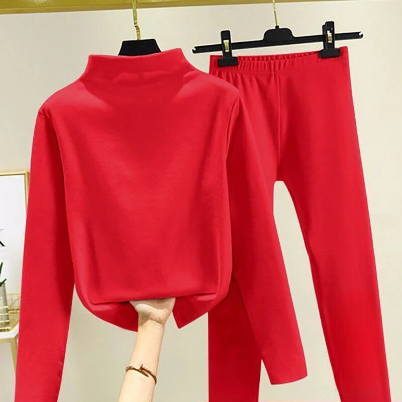 Zweiteiliges Damen-Winterset mit Fleece-Pullover und Hose – Eva
