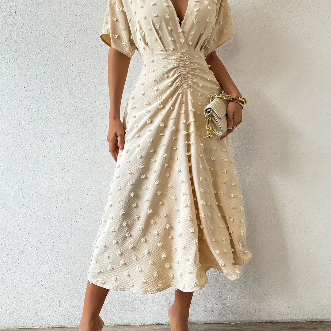 Fein gefaltetes Midikleid mit Rüschen | Abendkleid