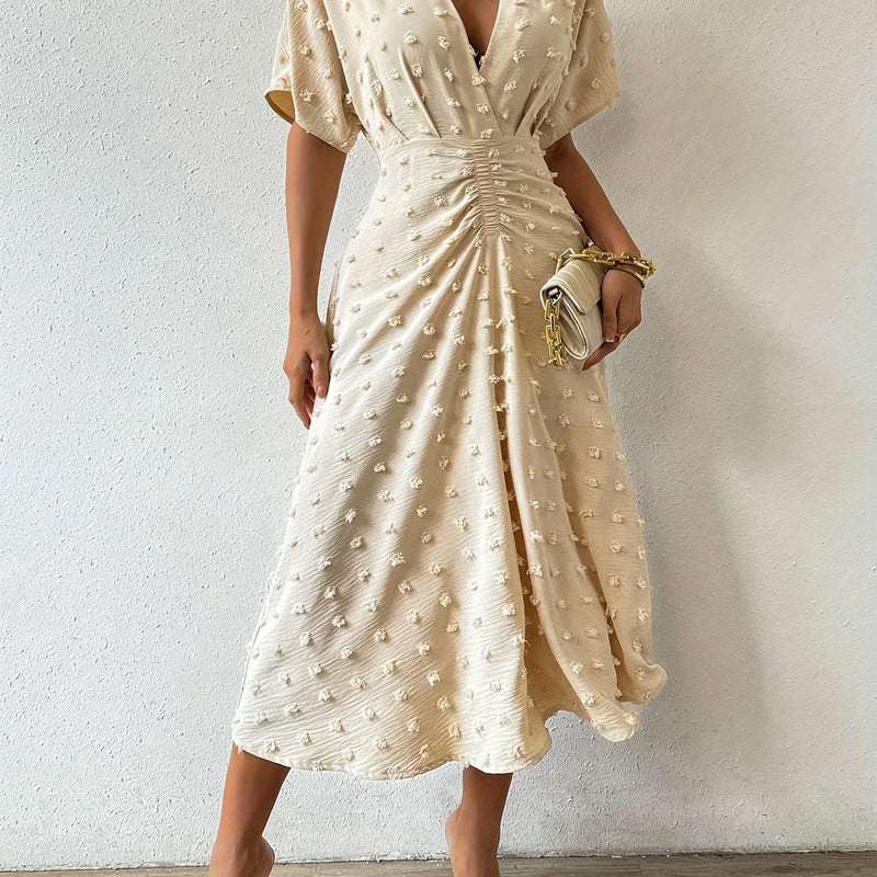 Fein gefaltetes Midikleid mit Rüschen | Abendkleid