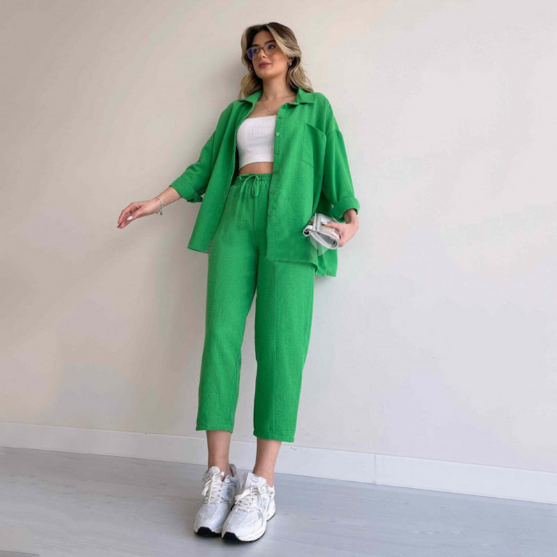 Lichte Tweedelige Linnen Dames Set - Camille