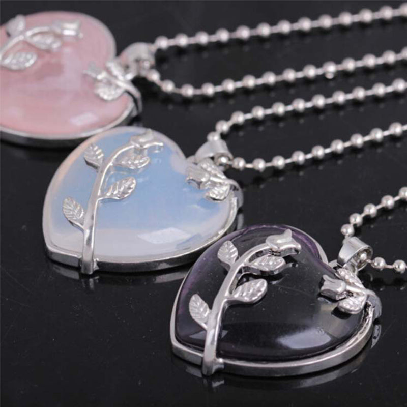 Stylish Heart-Shaped Rose Quartz Necklace - Amara