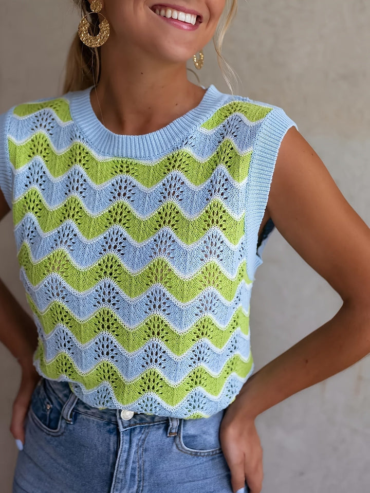 Trendy summer top in knitted look - StrickGlow