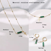 Natürliche Malachit Stern Anhänger Ohrringe, Halskette und Armband - Maria