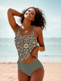 Stilvoller ärmelloser Bikini mit attraktivem Muster - SummerGlow