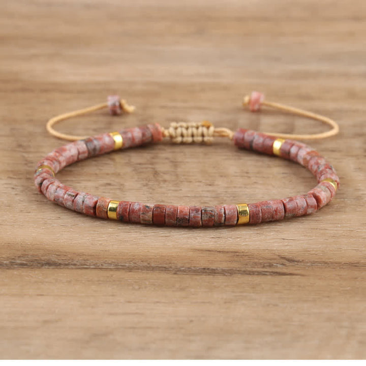 Gevlochten Armband met 2,4 mm Natuurlijke Steen Rollers - Seraphina