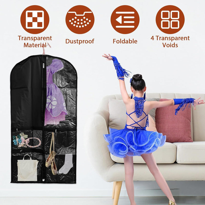 Dance and Costume Cover Set – 5-Pack with Transparent Covers & Folding Loop (Buy 1, Get 1 FREE)