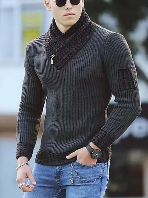 Lässiger Pullover | Vintage Wollpullover mit hohem Kragen